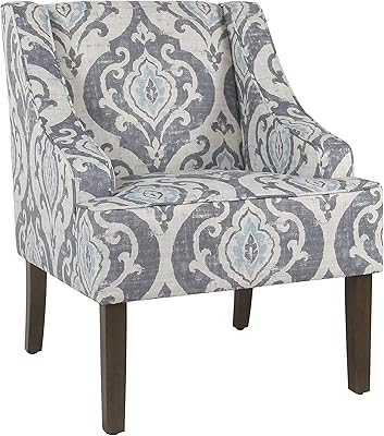 HomePop Velvet Swoop Arm Accent Chair, Suri Blue