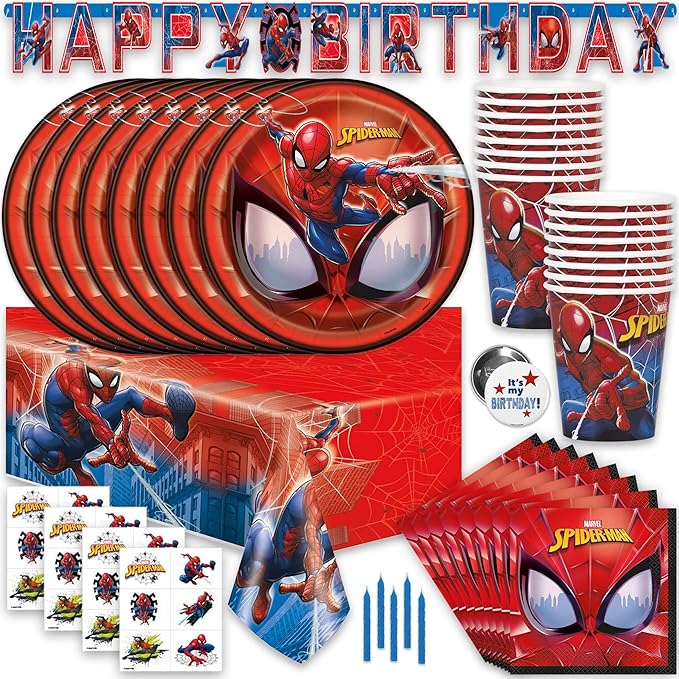 Amazon.com: Spiderman Birthday Party Supplies and Decorations ...