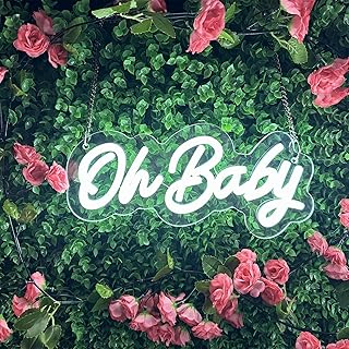 JEMESI Oh Baby Neon Sign for Wall Decor, Oh Baby Sign with Dimmer Switch, Oh Baby Light up Sign for Baby Shower, Birthday ...