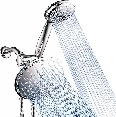 Dream Spa 3-way 8-Setting Rainfall Shower Head and Handheld Shower Combo (Chrome). Use Luxury 7-inch Rain Showerhead or 7-Function Hand Shower for Ultimate Spa Experience!