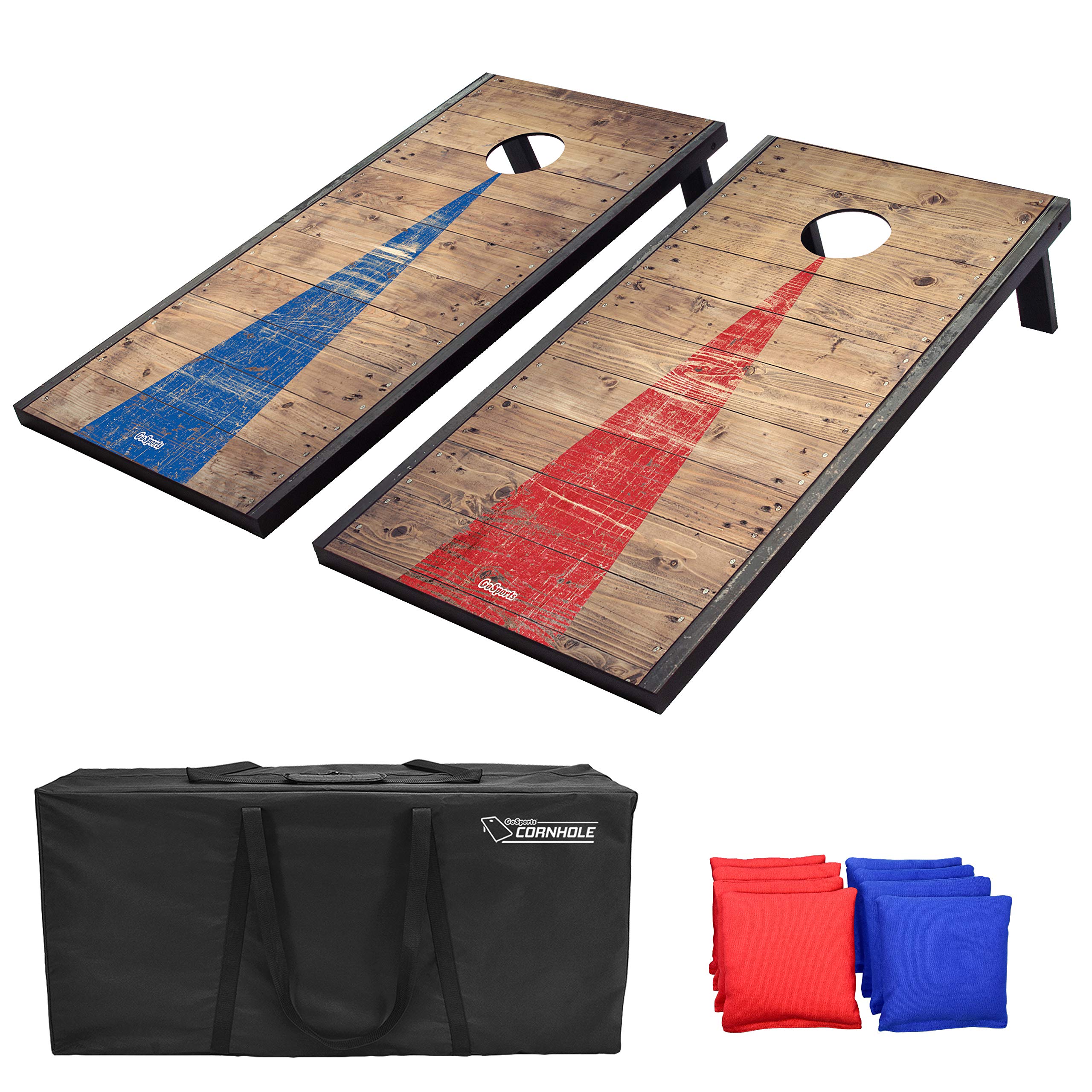 GoSports Classic Cornhole Set – Includes 8 Bean Bags, Travel Case and Game Rules (Choice of style)