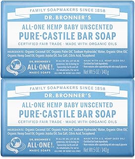 Dr. Bronner's Pure-Castile Baby Unscented Bar Soap - Made with Regenerative Organic Certified Oils - For Face, Hand, Hair...