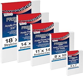 U.S. Art Supply Professional Quality Stretched Canvas, Pack of 5 Rectangular Sizes, 1 Each 5x7, 8x10, 11x14, 14x18, 18x24 ...