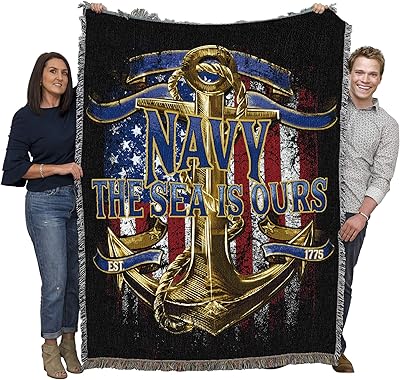 Pure Country Weavers PCW - US Navy The Sea is Ours Blanket - Gift Military Tapestry Throw Woven from Cotton - Made in The USA (72x54)