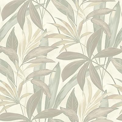 Tommy Bahama - Peel and Stick Designer Wallpaper, Premium Novelty Wallpaper for Bedroom, Powder Room, Kitchen, Self Adhesive, Vinyl, 30.75 Sq Ft Coverage (Buena Vista Collection, Oyster)