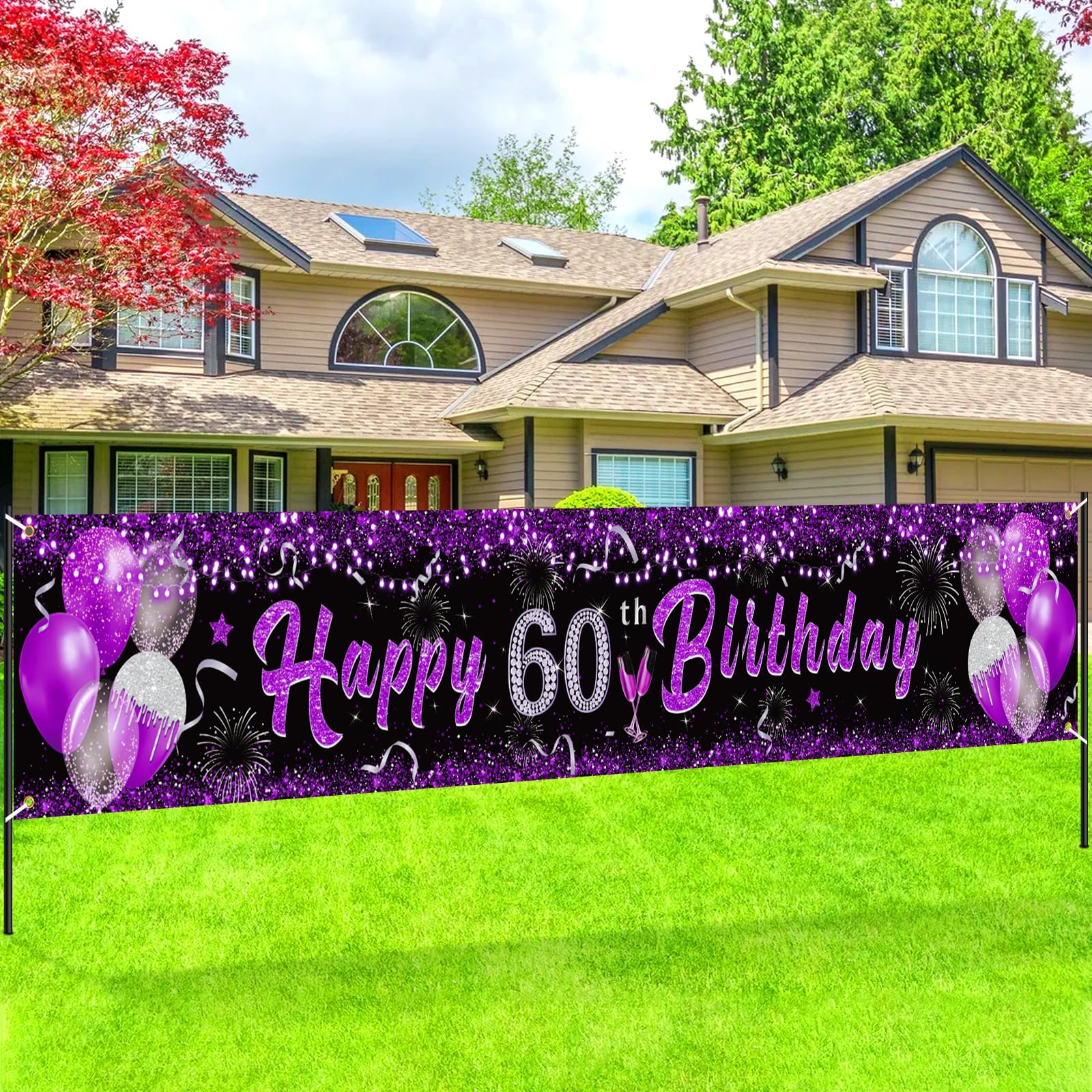 Amazon.com: HAMIGAR 6x4ft Happy 60th Birthday Banner Backdrop - 60 ...