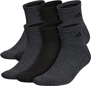 adidas Men's Athletic Cushioned Quarter Socks with Arch Compression (6 Pairs)