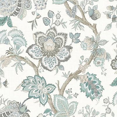 Jeweluck Leaf Floral Peel and Stick Wallpaper Vintage Floral Wallpaper 15.7inch x 118.1inch Floral Contact Paper Boho Wallpaper Peel and Stick Wallpaper Botanical Self Adhesive Removable Wallpaper