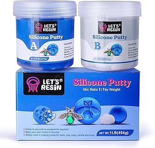 LET'S RESIN Silicone Putty,1LB/40A Silicone Mold Making Kit, Non-Toxic,Strong&Flexible, Easy 1:1 Mixing Ratio for Reusable...