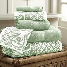 Modern Threads Trefoil Filigree 6-Piece Reversible Yarn Dyed Jacquard Towel Set - Bath Towels, Hand Towels, & Washcloths -...