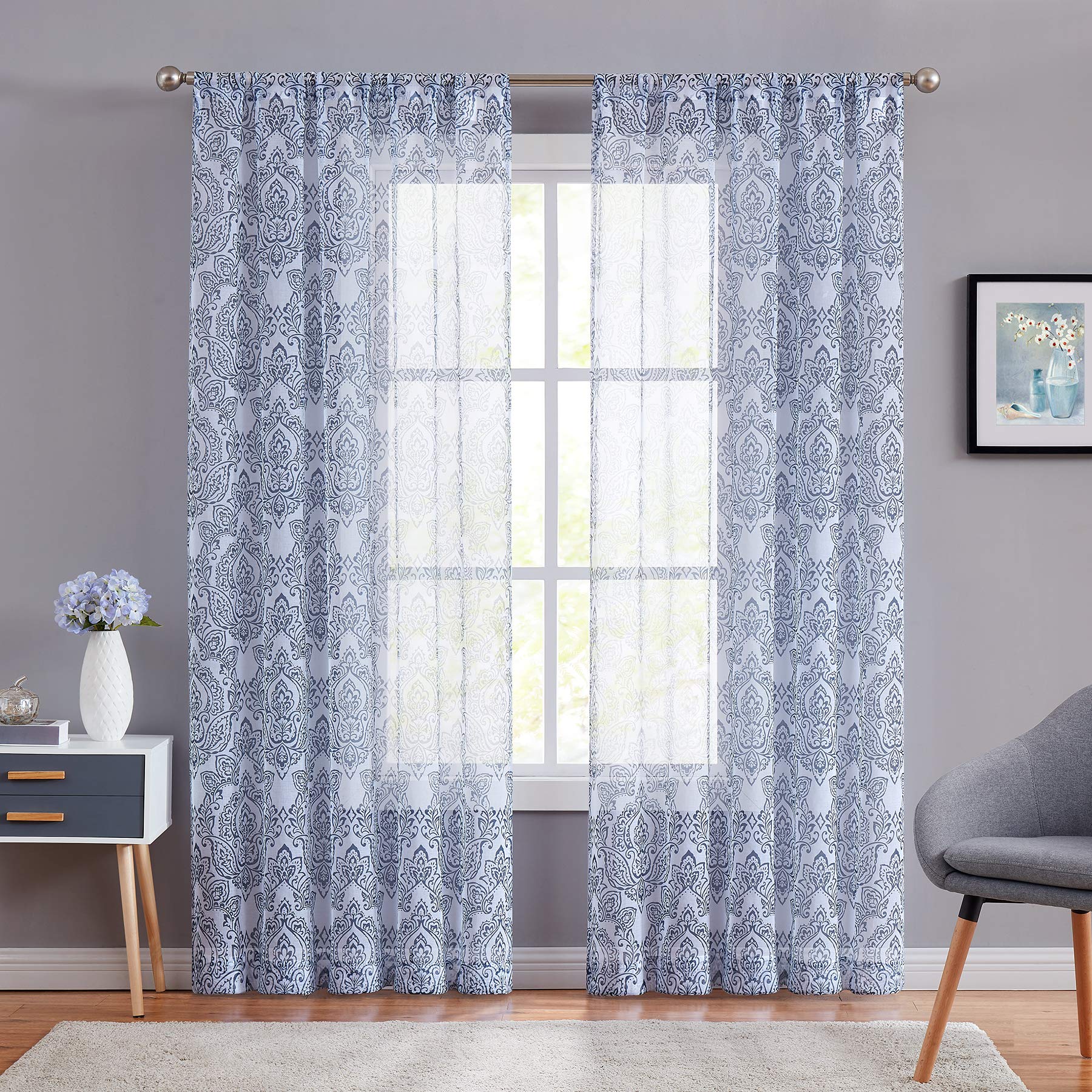 Blue printed curtains