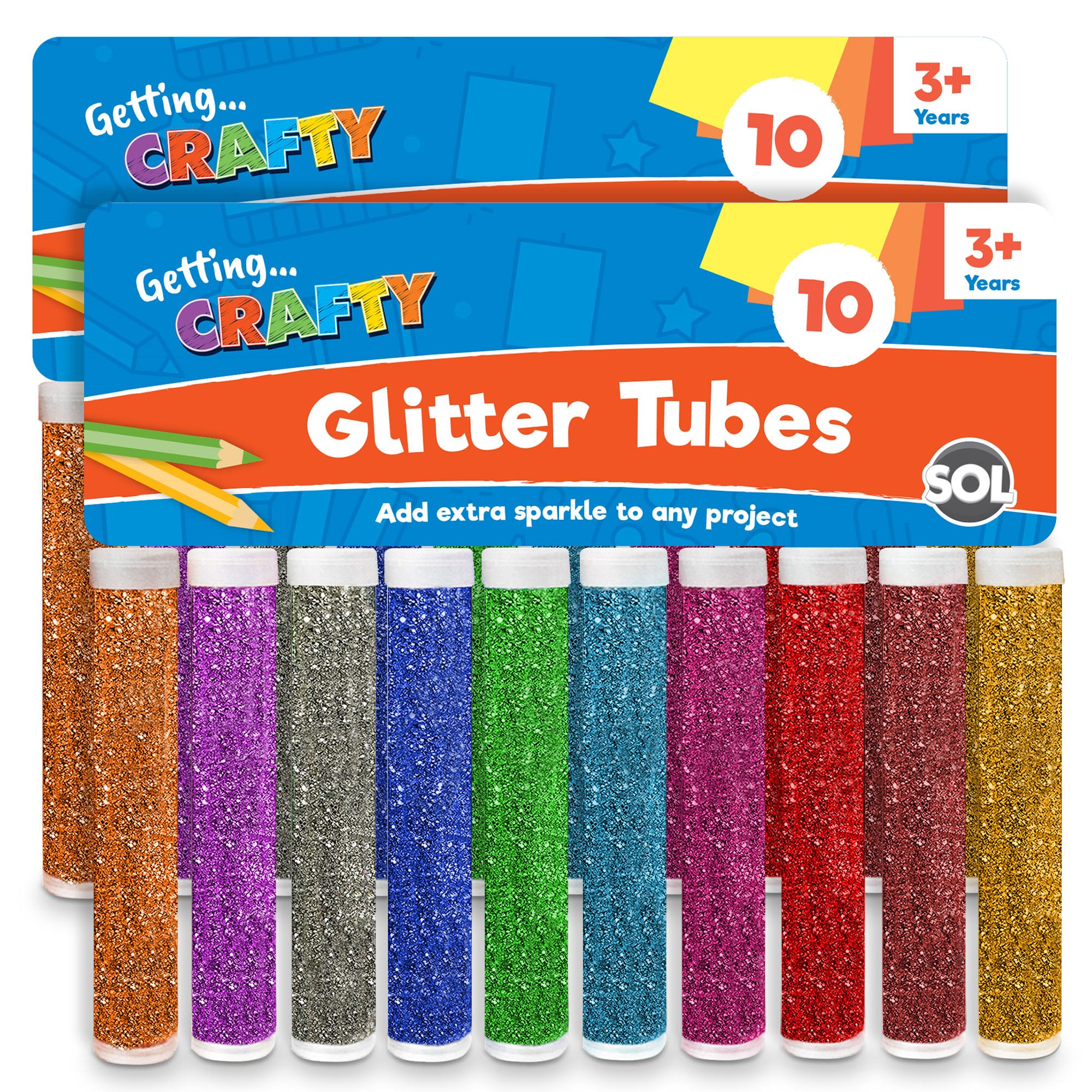 20pk Kids Glitter Tubes in 10 Assorted Vibrant Colours | Craft Glitter Shaker | Resin Glitter for Arts | Fine Glitter for Slime | Glitter for Wax Melts | With Red, Pink, Blue, Green Glitters for Nails