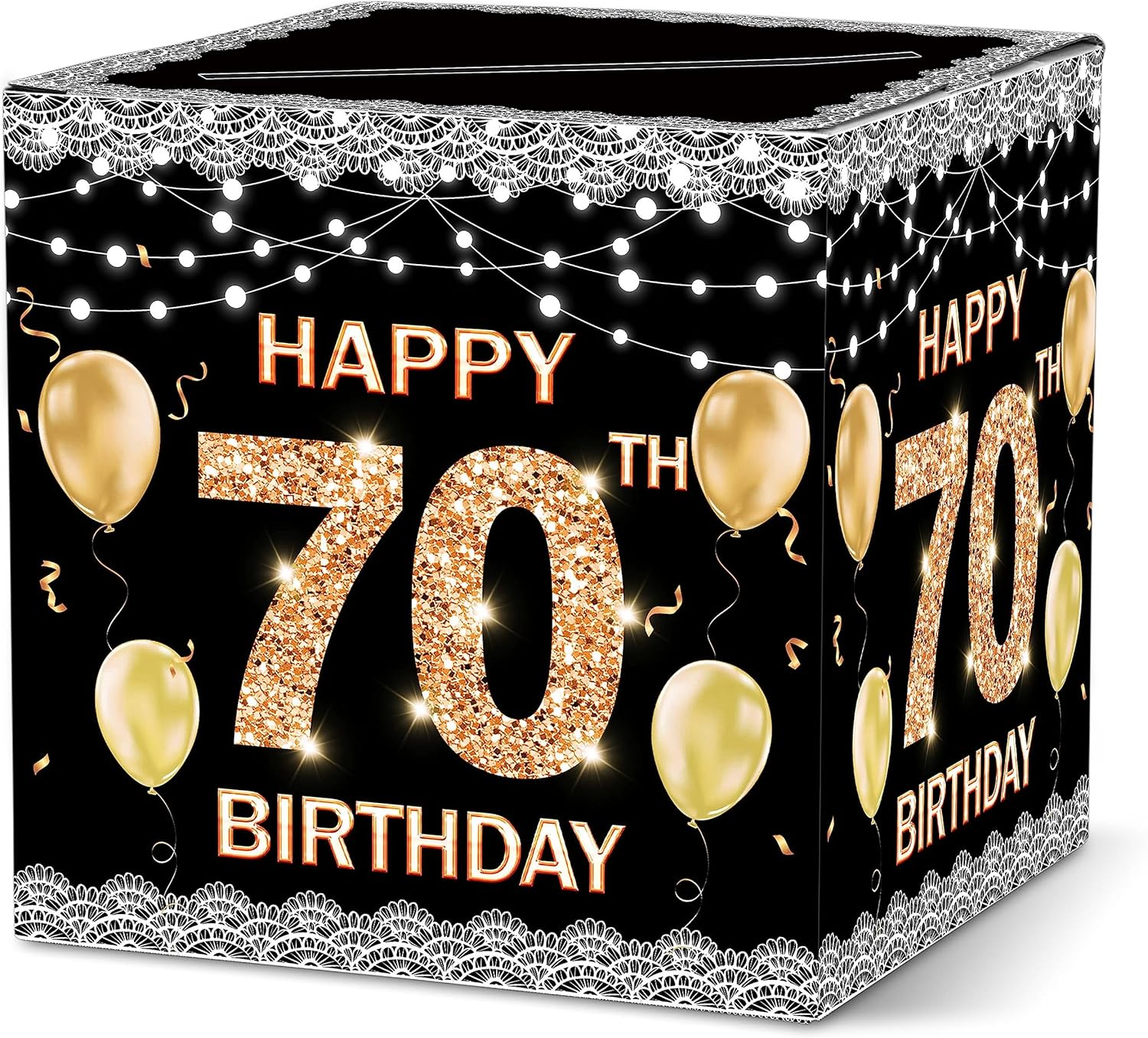 Amazon.com: Ymyfdyj 70th Birthday Card Box, Black Gold Card Box Holder ...