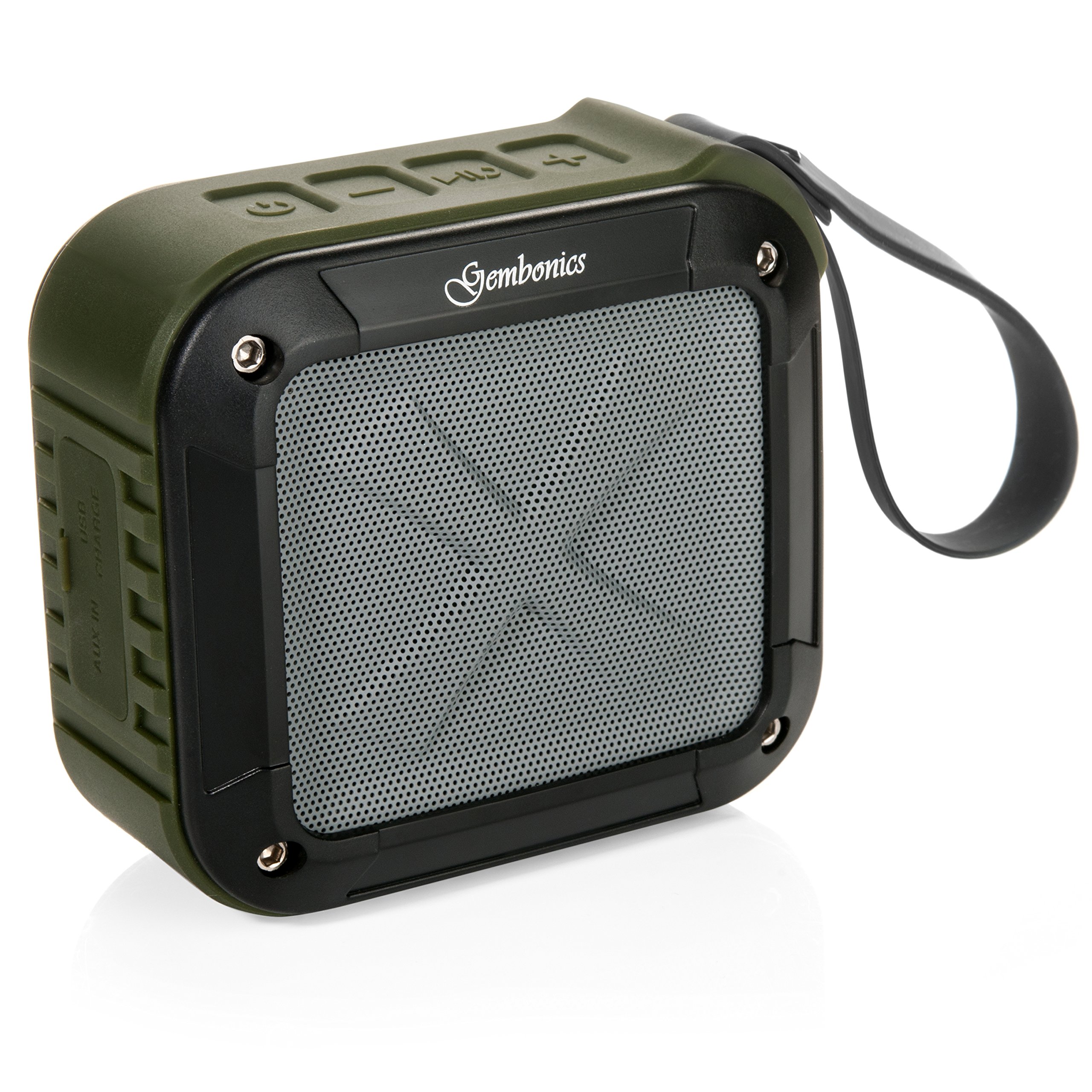 Wireless Bluetooth 4.1 Speaker by Gembonics, Best Shockproof Waterproof Shower Speakers with 10 Hour Rechargeable Battery Life, Powerful Audio Driver, Pairs with All Bluetooth Devices (Green)