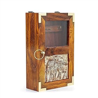 Nagina International Exquisite Craftsmanship Premium Wooden Key Box with Elephant Wood Carving - Handcrafted Keys Hanging ...