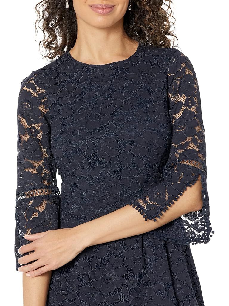 Vince Camuto Lace Pinch Pleat Fit-and-Flare Dress