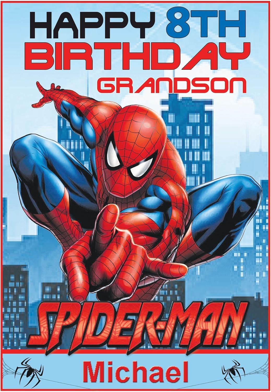 Personalised Spiderman Inspired Birthday Card - Stunning ! : Amazon.co ...