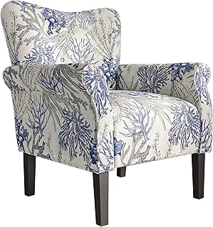 BELLEZE Modern Accent Chair for Living Room, High Back Linen Armchair with Wooden Legs, Upholstered Wingback Side Chair Pa...