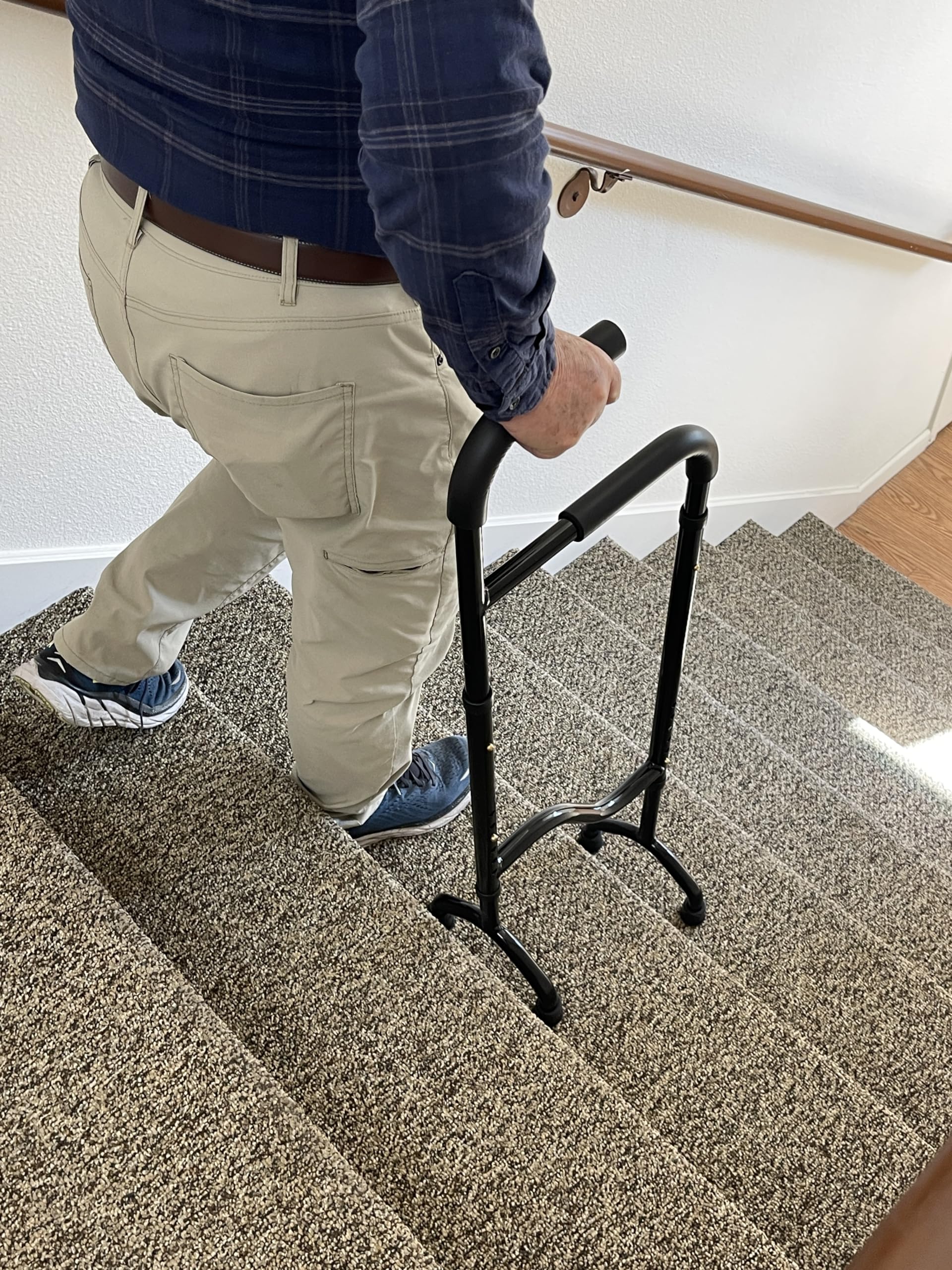 New Stair Climbing Assist Cane by Rock Steady Cane Lets You Walk Up and Down Stairs Easily with Less Pain. Perfect Step Helper for Those with Sore Hips and Knees