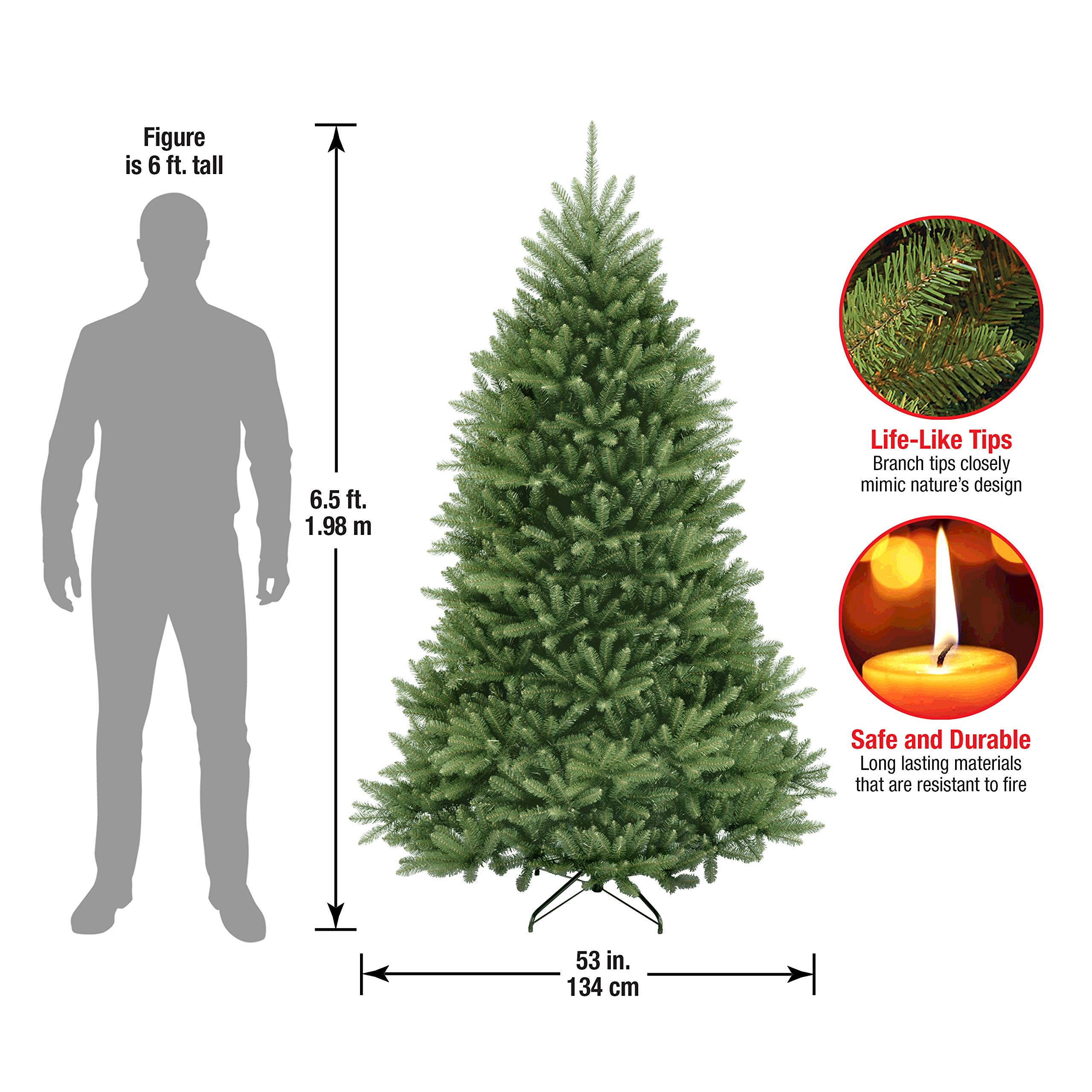 National Tree Company Artificial Full Christmas Tree, Green, Dunhill Fir, Includes Stand, 6.5 Feet