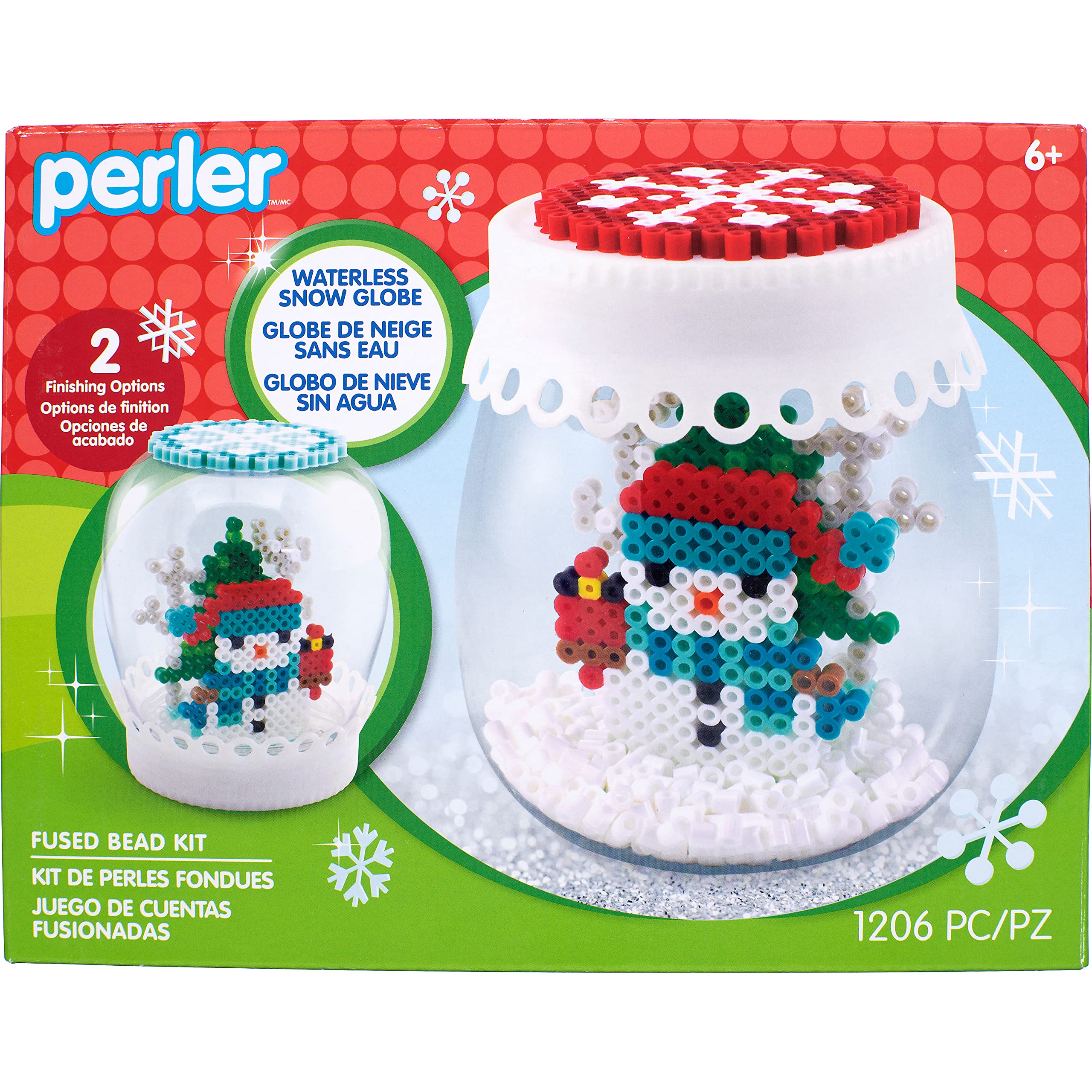 PerlerWaterless Snow Globe Christmas Fused Bead Kit for Kids and Adults, Pattern Sizes Vary, 1206 Piece