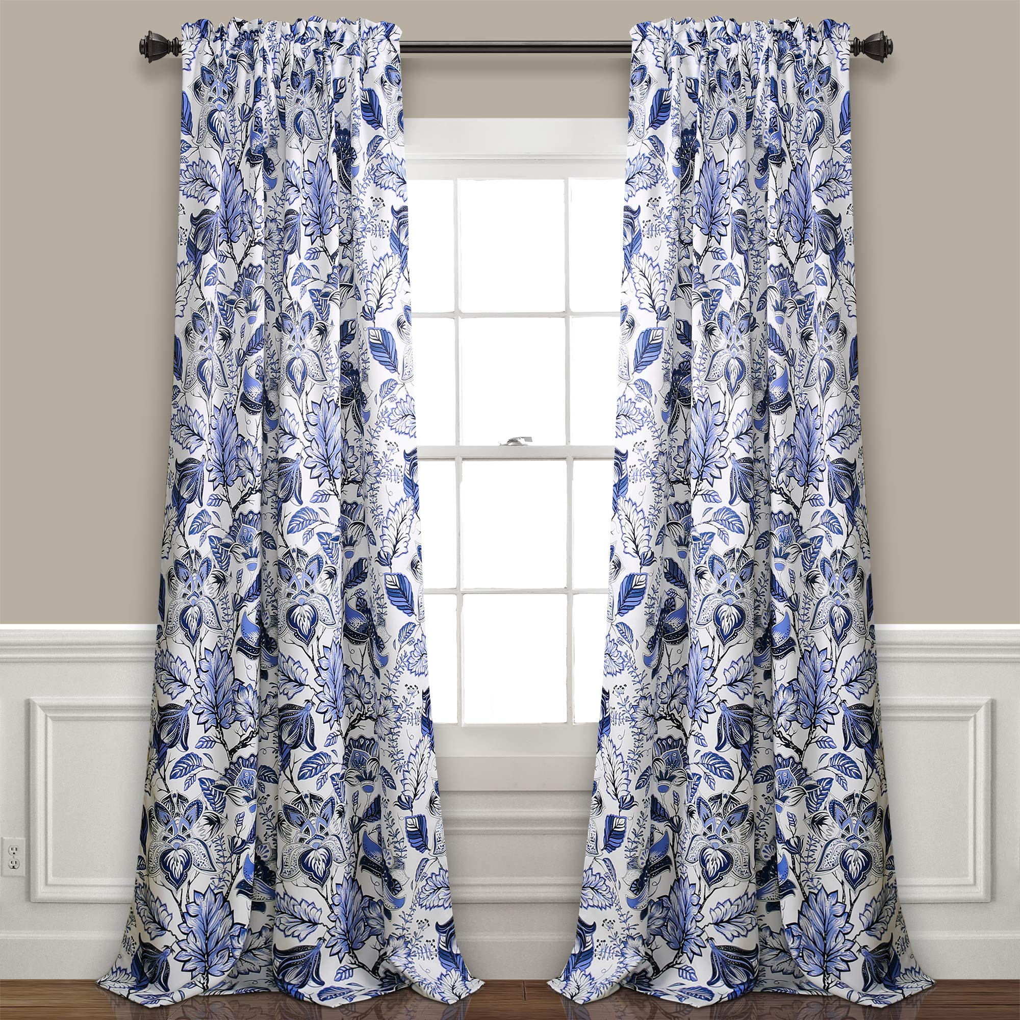 Blue printed curtains