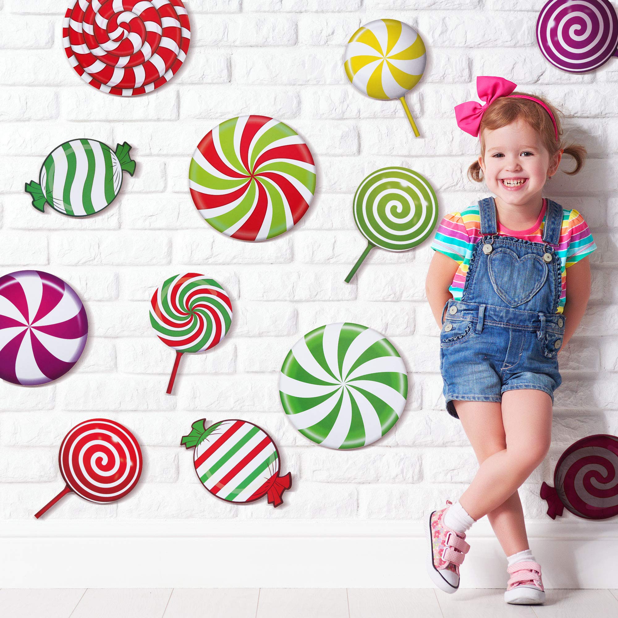 Amazon.com: 30 Pieces Christmas Candy Cutouts Peppermint Stickers ...