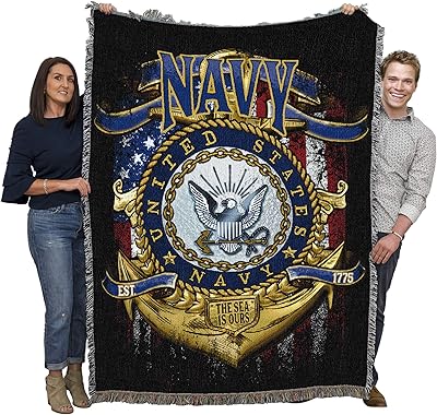 Pure Country Weavers PCW - US Navy Strong Blanket - Gift Military Tapestry Throw Woven from Cotton - Made in The USA (72x54)