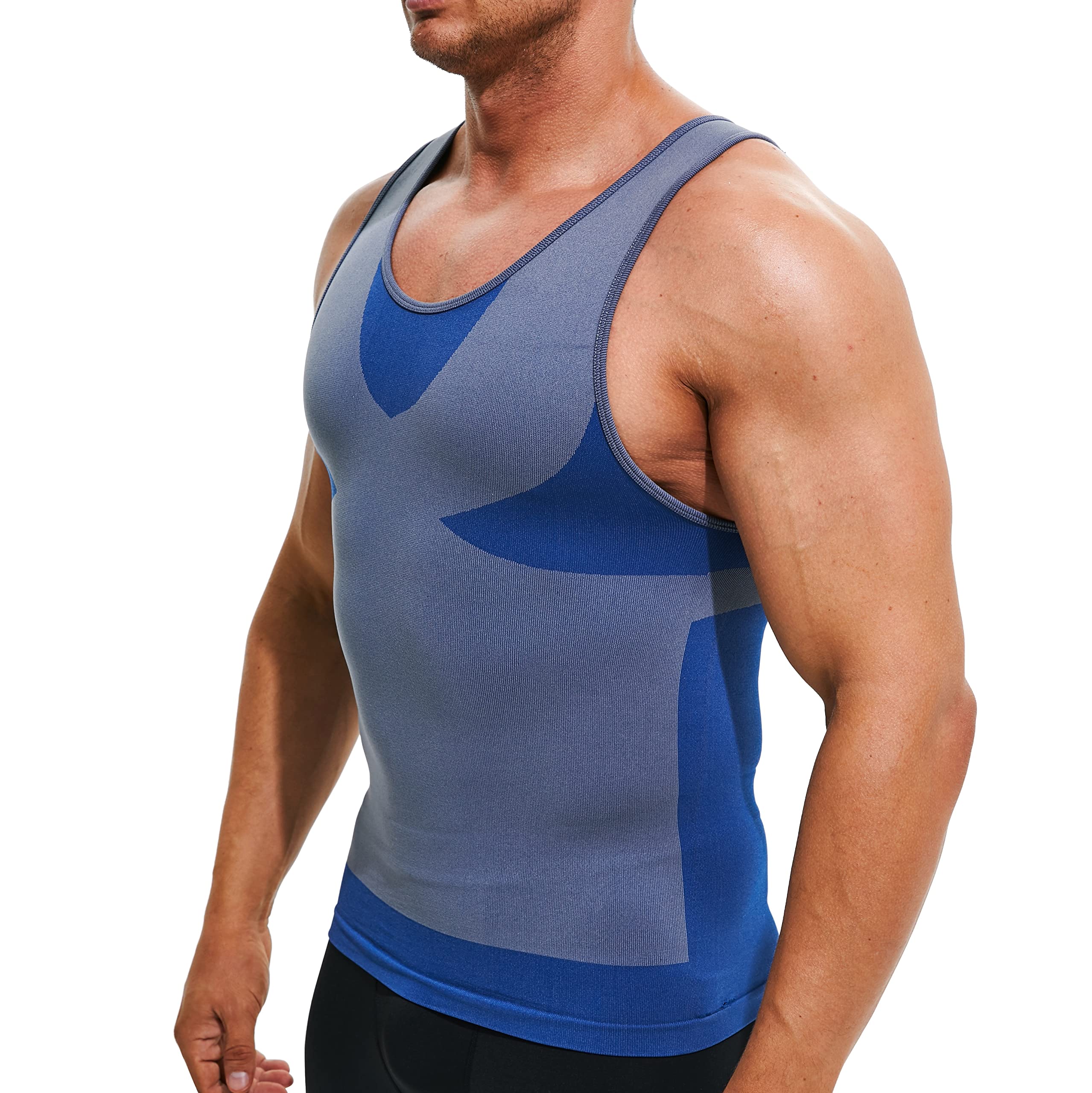 Mes Compression Shirt Undershirt Slimming Tank Top Workout Vest Abs Abdomen Slim Sleeveless Body Shaper A-Shirt G-Shirt