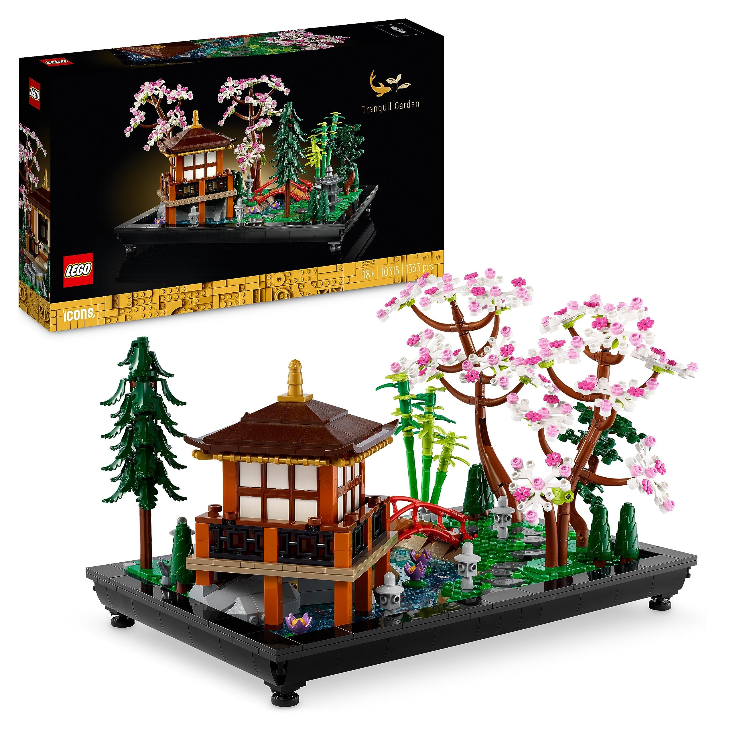 LEGO Icons Tranquil Garden, Botanical Zen Garden Kit for Adults with Lotus Flowers, Customisable Desk Decoration, Inspired by Japanese Traditions, Mindful Gardening Gift for Women and Men 10315