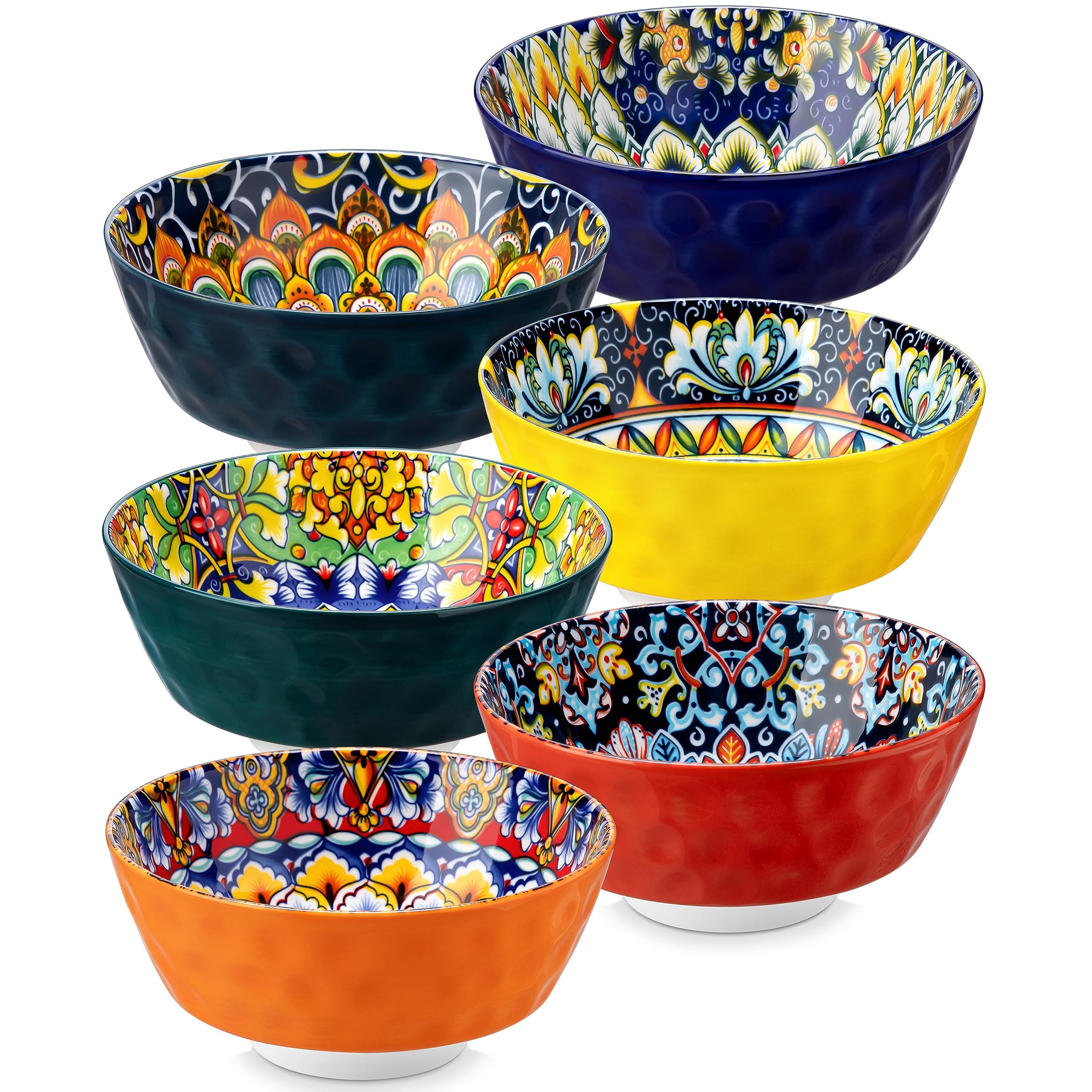 Photo 1 of vancasso Cereal Bowls, Ceramic Soup Bowls Set of 6, 26 oz Corlorful Bowls Set for Kitchen, Dishwasher & Microwave Safe- for Cereal, Soup, Oatmeal, Ice Cream, Salad, Pasta etc. Bohemian Style 26 OZ