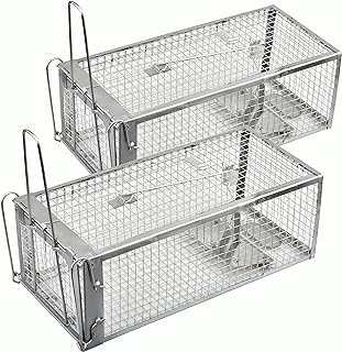 Anyhall 2-Pack Chipmunk Traps Humane Live Mouse Rat Cage Traps for Indoor and Outdoor Use (Silver)