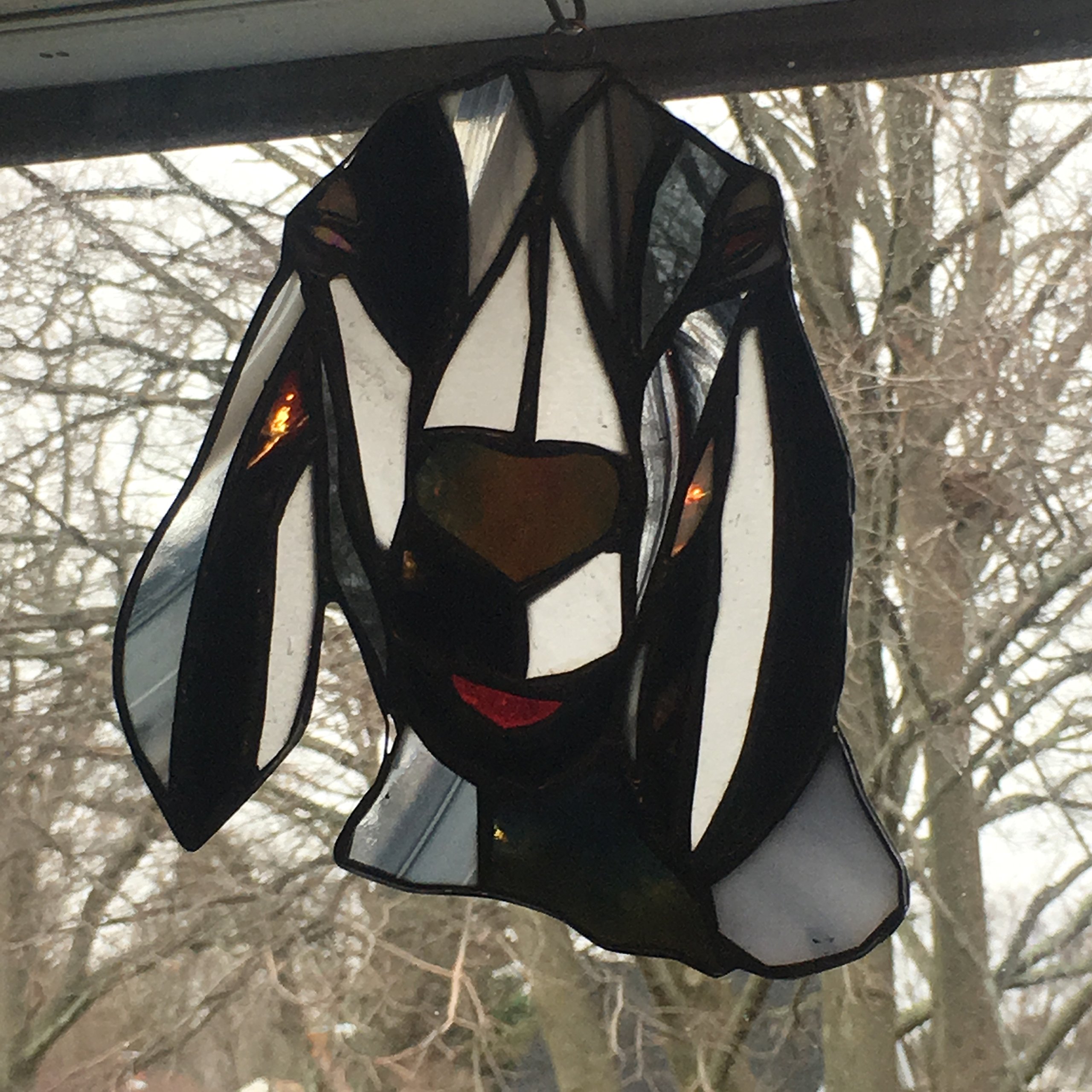 One Stained Glass Artsy Goat Black and white