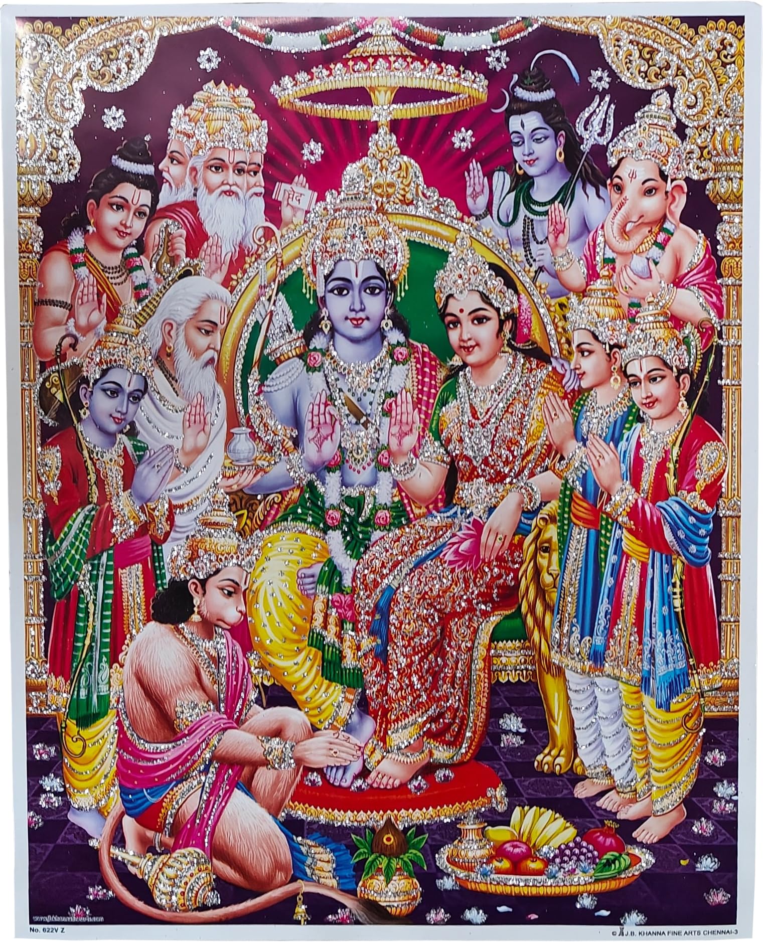 Rastogi Handicraft Best Of Indian Reprint Hindu God Poster/Picture With Unframed (Ram-Ji-Darbar-11 X9)