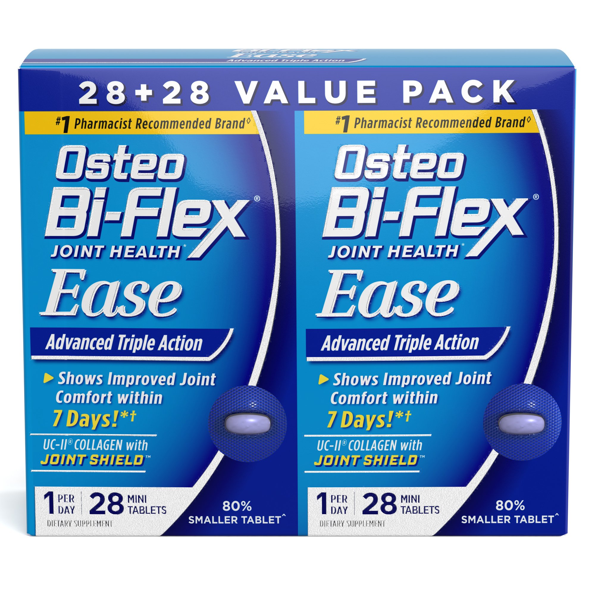 Osteo Bi-FlexEase Advanced Triple Action with Vitamin D Joint Supplements, Mini-Tablets, 28 Count, Pack of 2