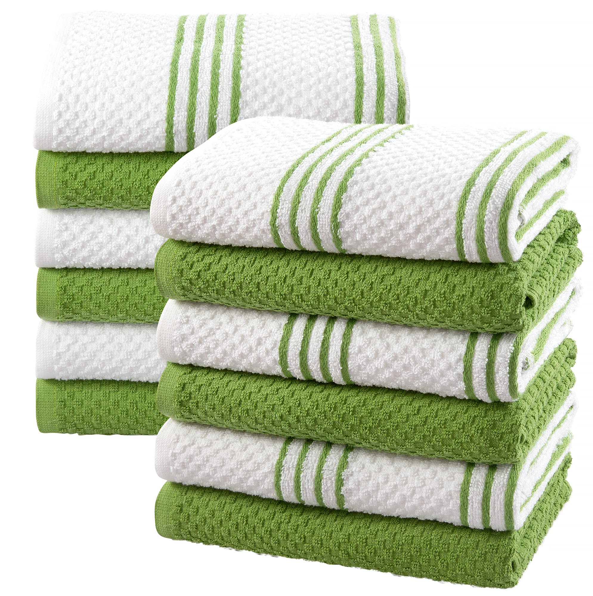 Cotton Kitchen Towels - Set of 12, Dish Cloth Set, 100% Combed Cotton Dish Cleaning Towels for Kitchen 40x70 cm, Soft and Absorbent Tea Towels & Bar Towels by ERINA