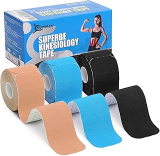 Superbe Precut Kinesiology Tapes (3 Rolls Pack), Sports Tape Muscle Tape for Pain Relief, Muscle Support, Recovery and Phy...