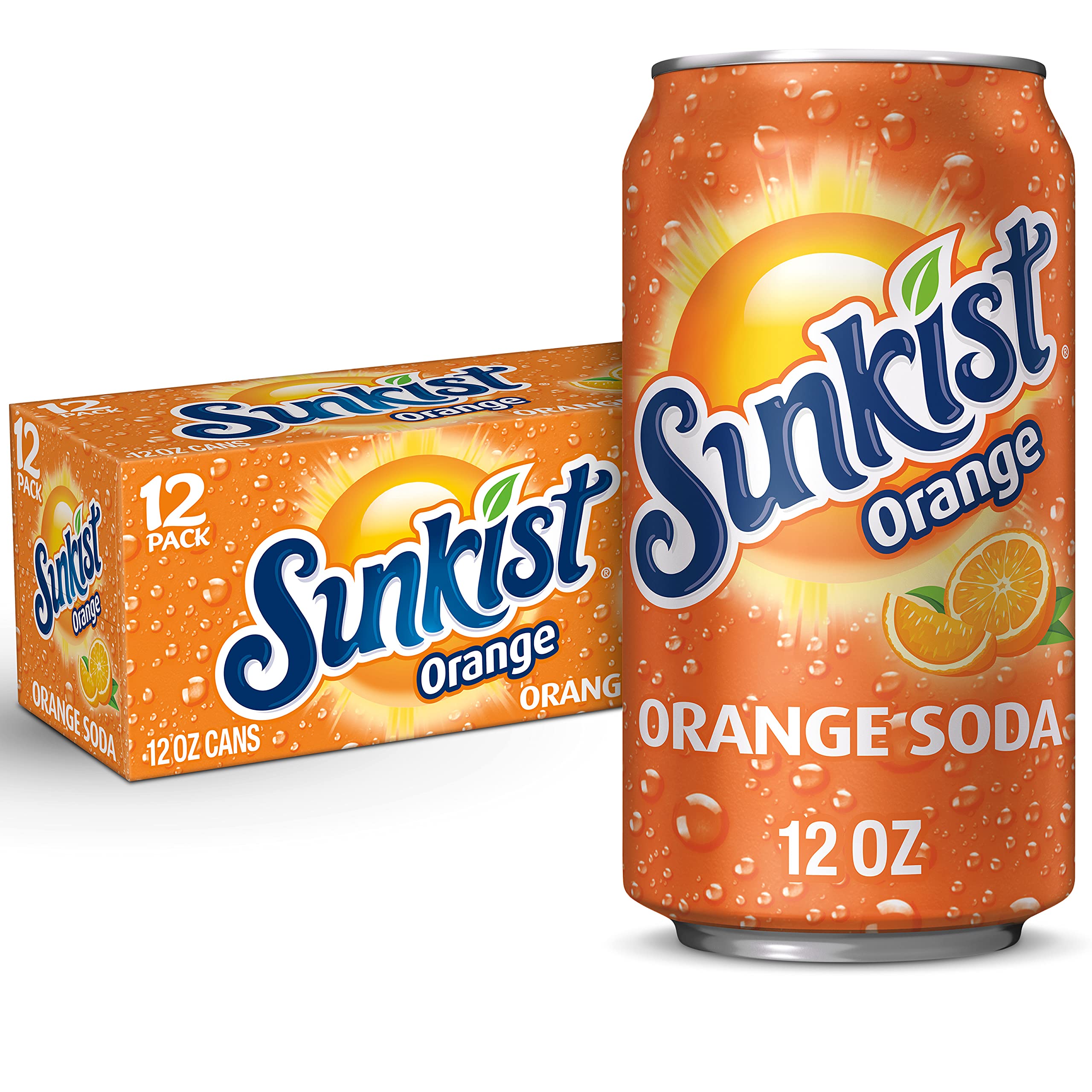 Sunkist Orange Soda, 12 fl oz cans, 12 pack