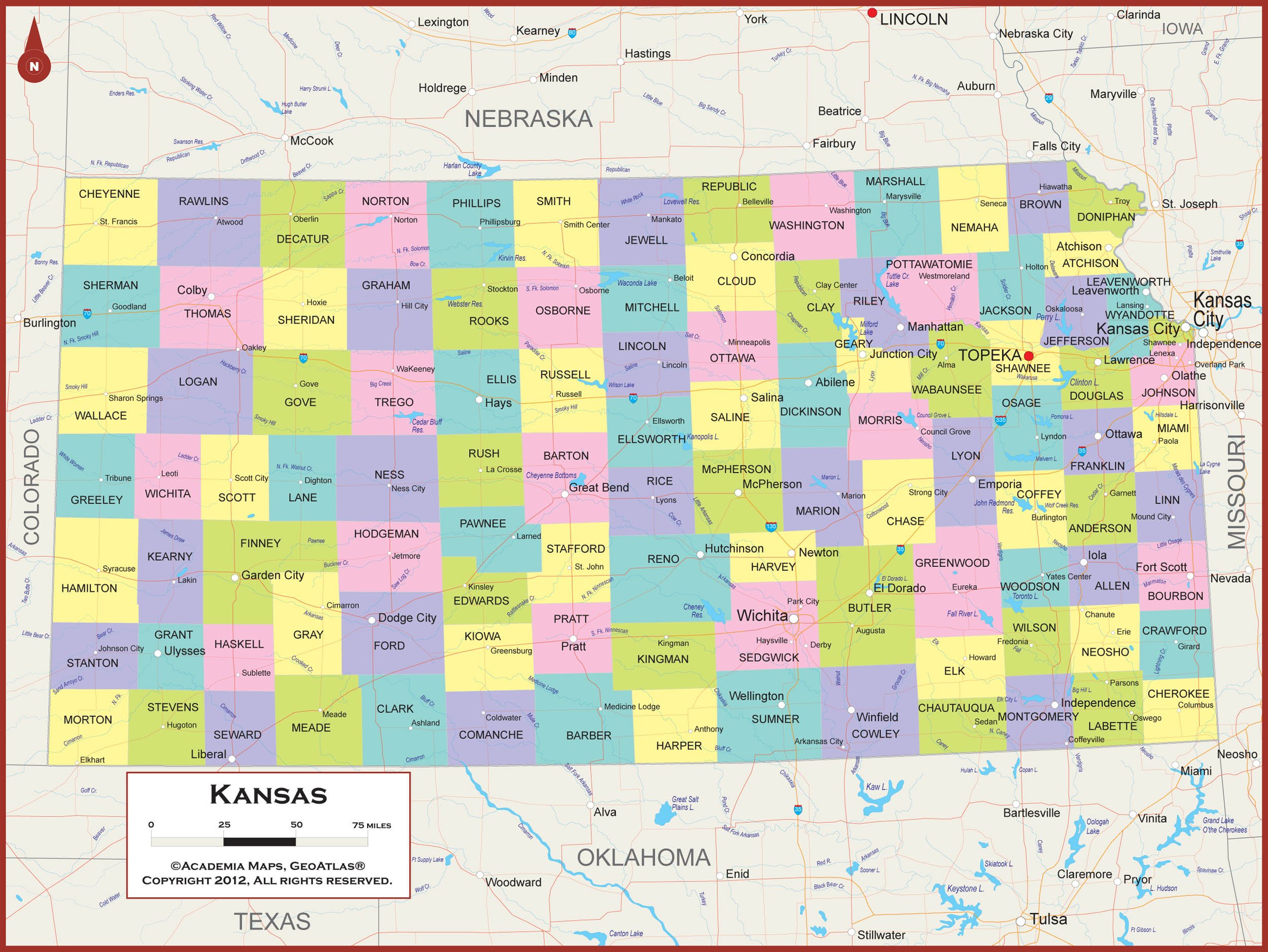 Map Of The State Of Kansas, USA Nations Online Project, 49% OFF