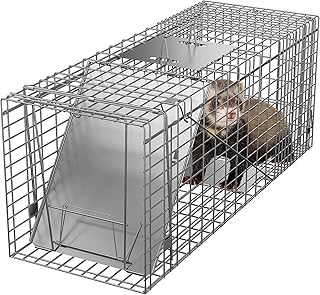 ZENY Live Animal Cage Trap 32" X 12.5" X 12" w/Iron Door Steel Cage Catch Release Humane Rodent Cage for Rabbits, Stray Ca...