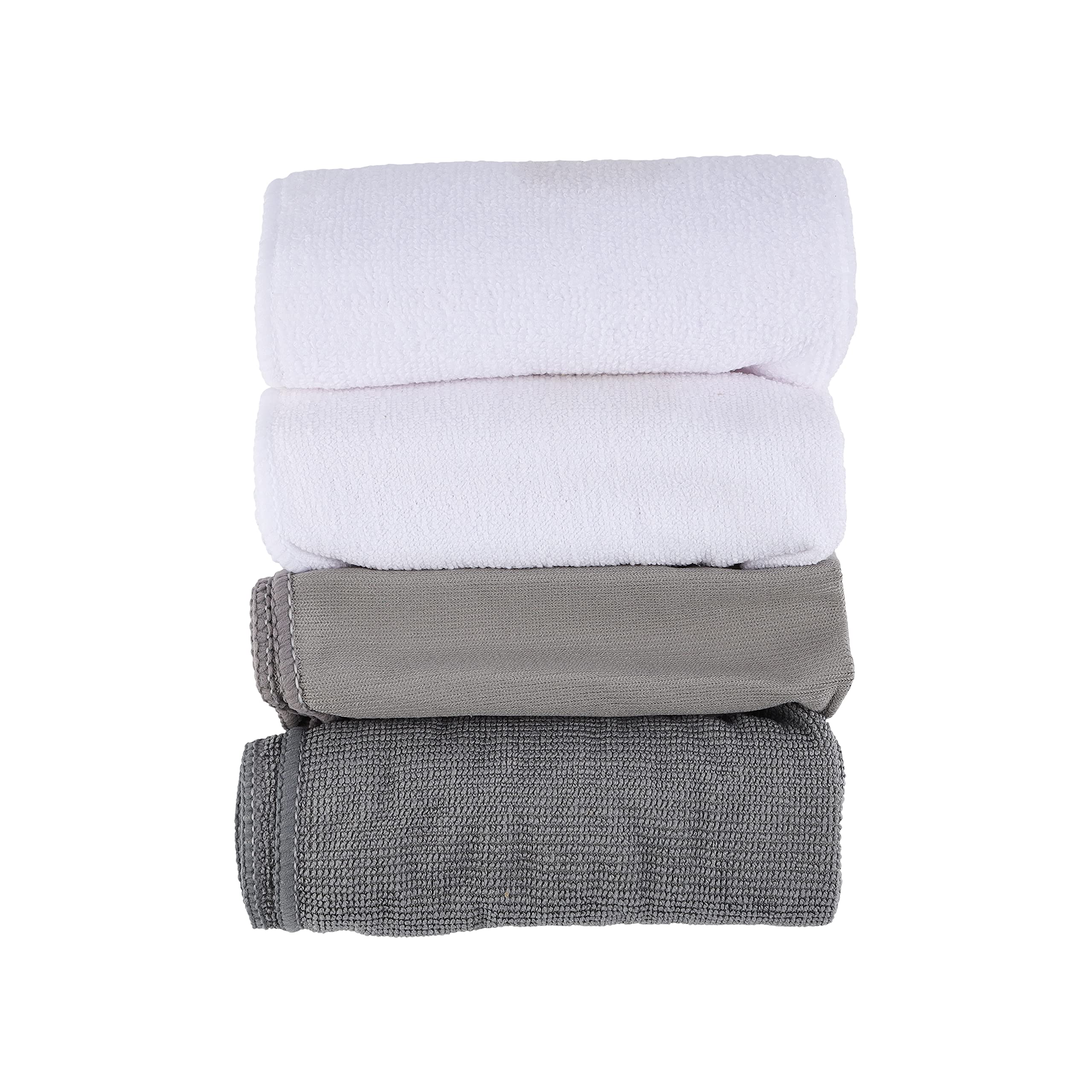 RoyalfordRoyalford 4 pcs Multi-Purpose Microfiber Cloth Set RF10743 100% Micro-Fiber and 100% Anti-Bacterial Grey and White