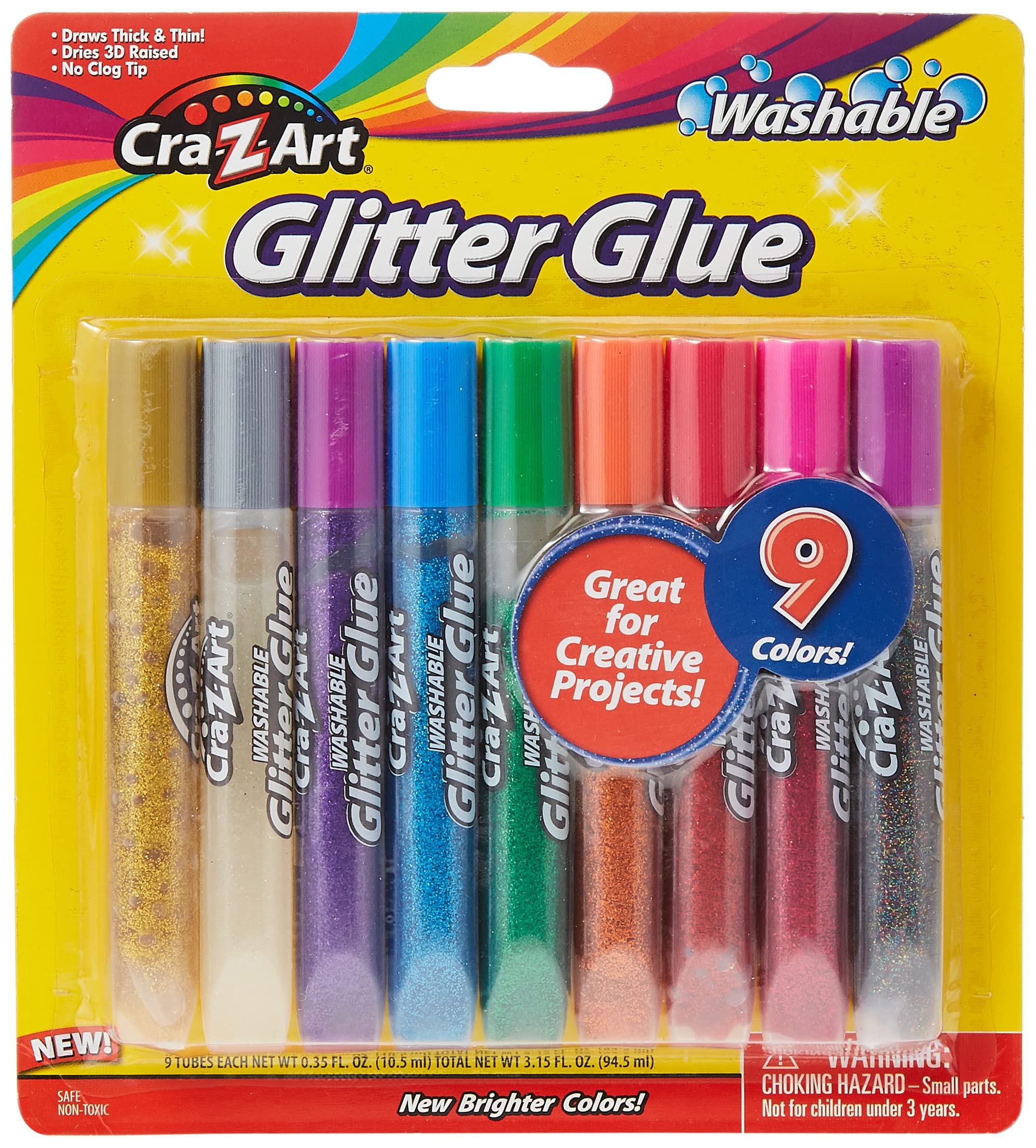 Cra-Z-Art 9 X Washable Glitter Glue, 11300