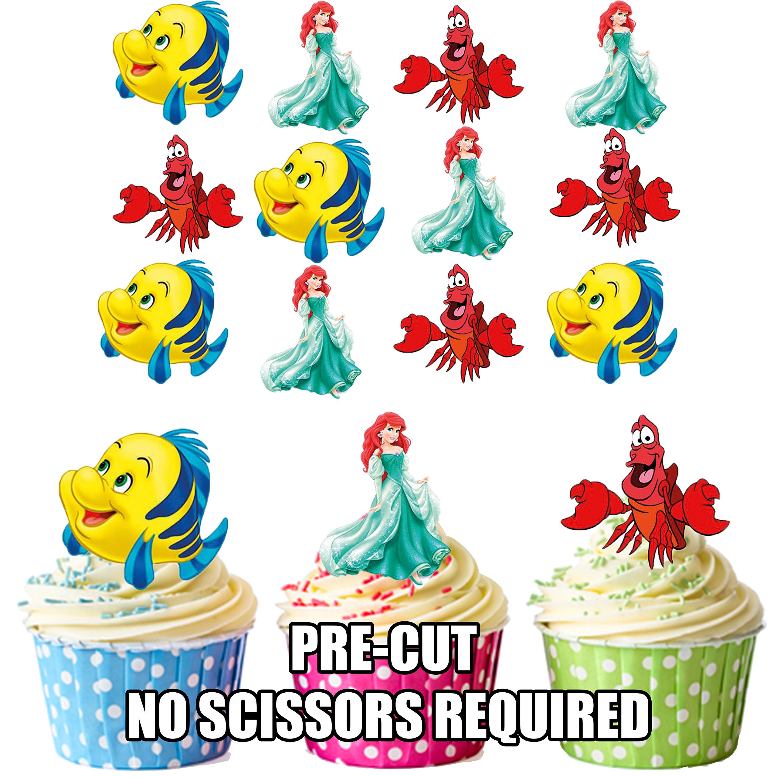 Buy PRE-CUT Princess Ariel/The Little Mermaid - Edible Cupcake Toppers ...