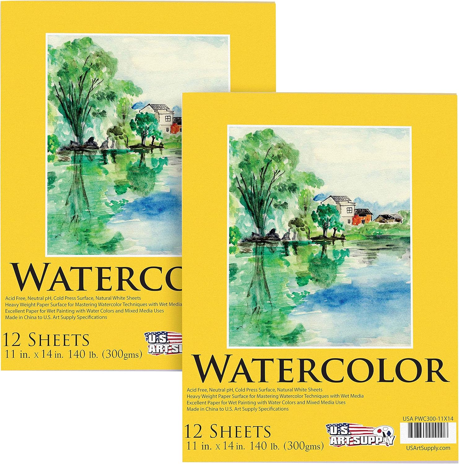 11′ x 14′ Premium Heavyweight Watercolor Painting Paper Pad, Pack of 2 ...