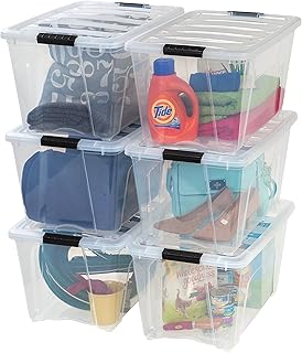 IRIS USA 54 QT Plastic Storage Box with Lid and Latches - 6 Pack - BPA-Free, See-Through Organizing Solution, Durable Nest...