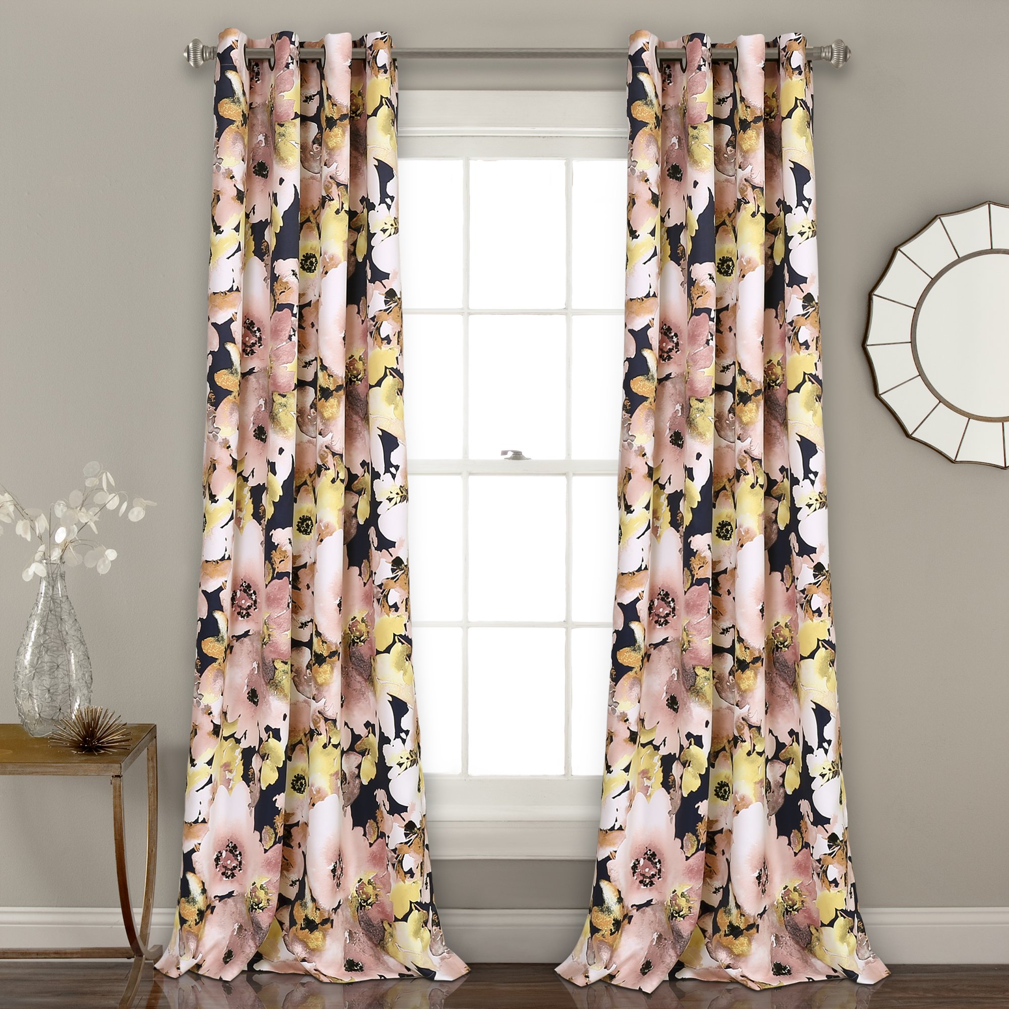 Pink floral bedroom curtains