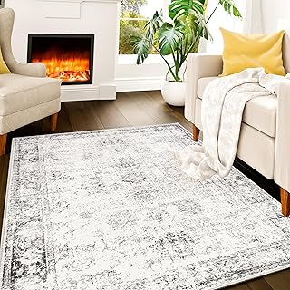 Istana Rugs 3x5 - White Cream/Grey Area Rugs - Kid & Pet Friendly Washable Rugs 3x5-3x5 Area Rugs - Foldable 3 x 5 Area Ru...