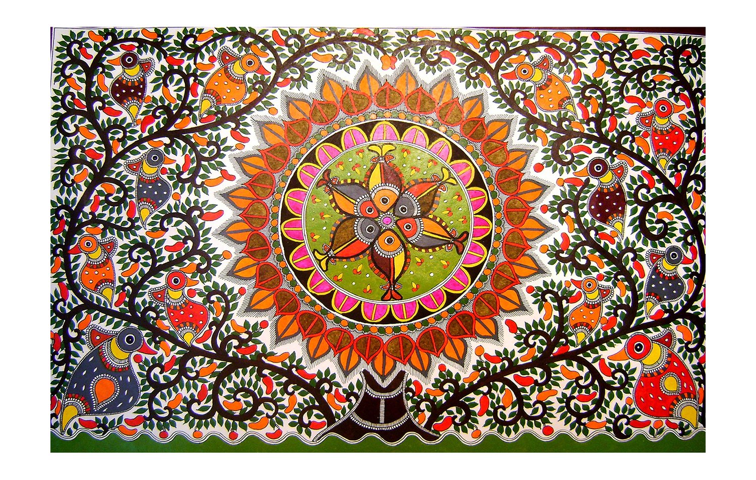 Lecart Madhubani Painting Reprint on High quality Canvas (90 cm x ...