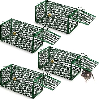 Qualirey 4 Pcs Humane Rat Trap Chipmunk Squirrel Cage Trap Foldable Rodent Trap for Small Live Animal Voles Hamsters Cage ...