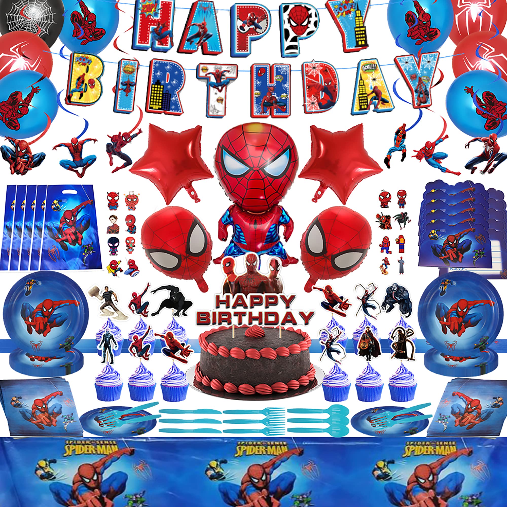 Buy Spiderman Birthday Party Supplies, 171Pcs Birthday Party ...